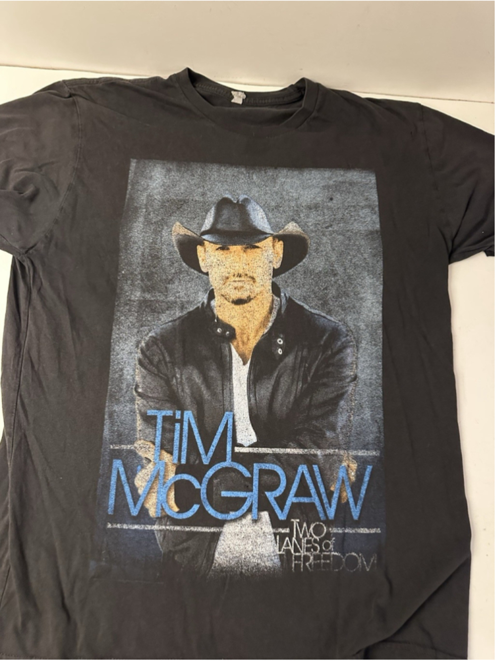 Tim McGraw Concert T Shirt Two Lanes Of Freedom 2013 Tour Graphic Mens Black S M